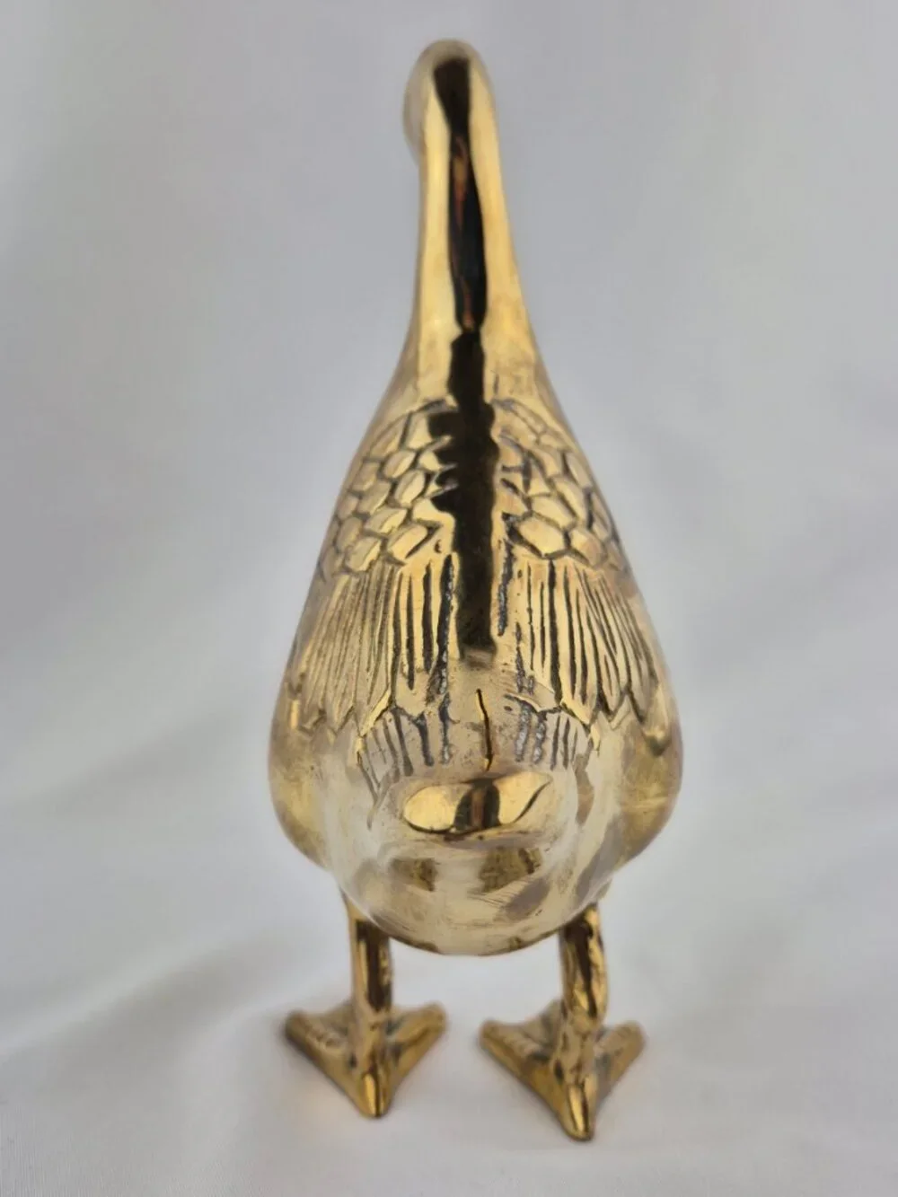 Vintage MCM Hollywood Regency Solid Free Standing Brass Duck Figurine Farmhouse